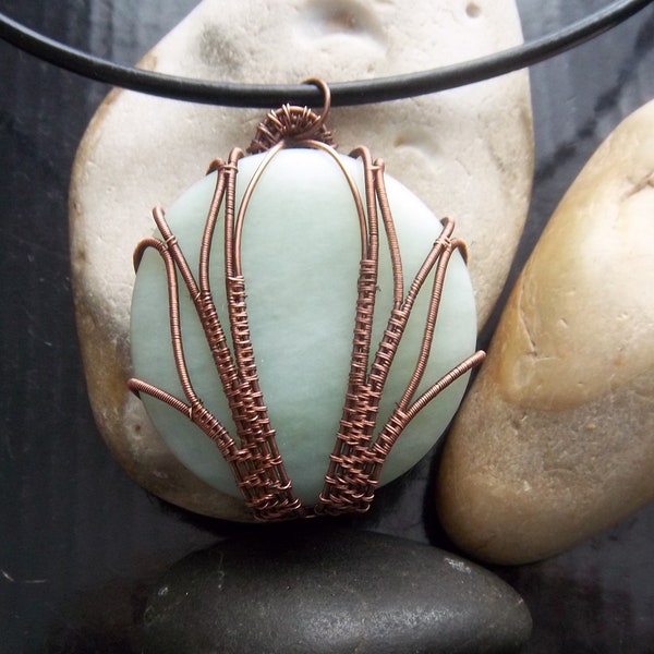 OOAK wire wrapped serpentine new jade necklace