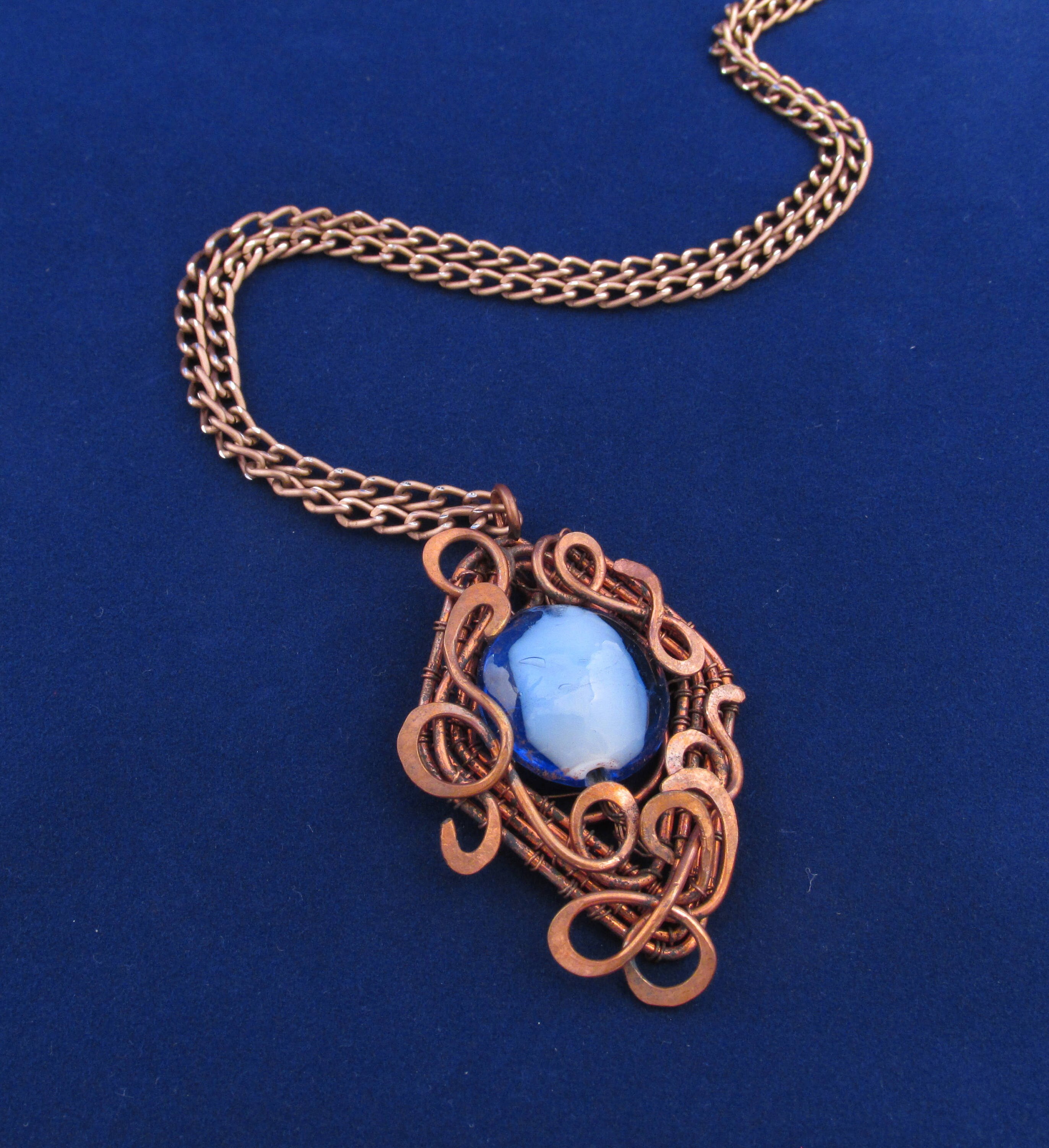 Glass pendent twisted metal artistic jewelry metal Etsy