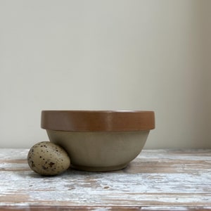 Vintage French Matte Stoneware Bowl, Farmhouse Handmade Earthenware Dairy Bowl