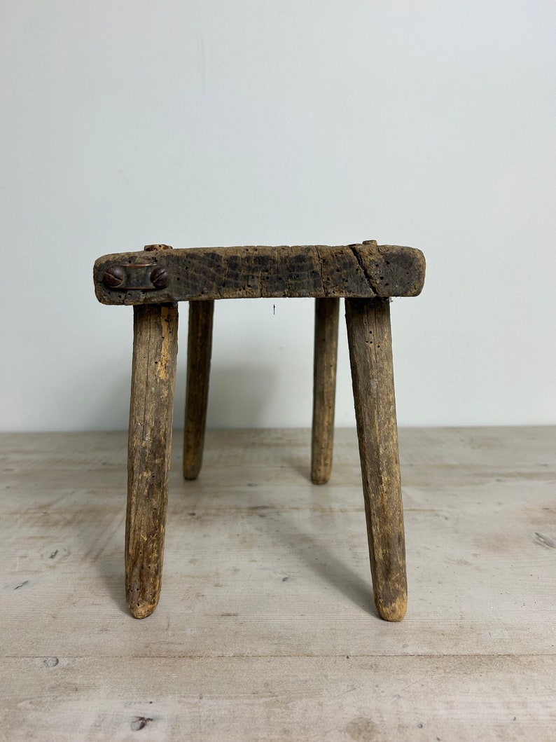 Small Vintage Wooden Stool, Rustic Stool Etsy UK
