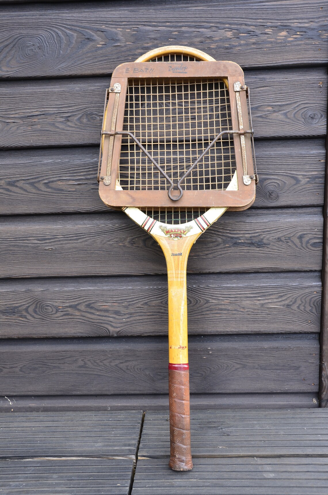wooden tennis racket frame