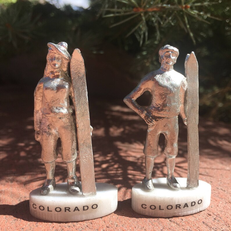 Skier Pewter Figurines Hand Cast Etsy