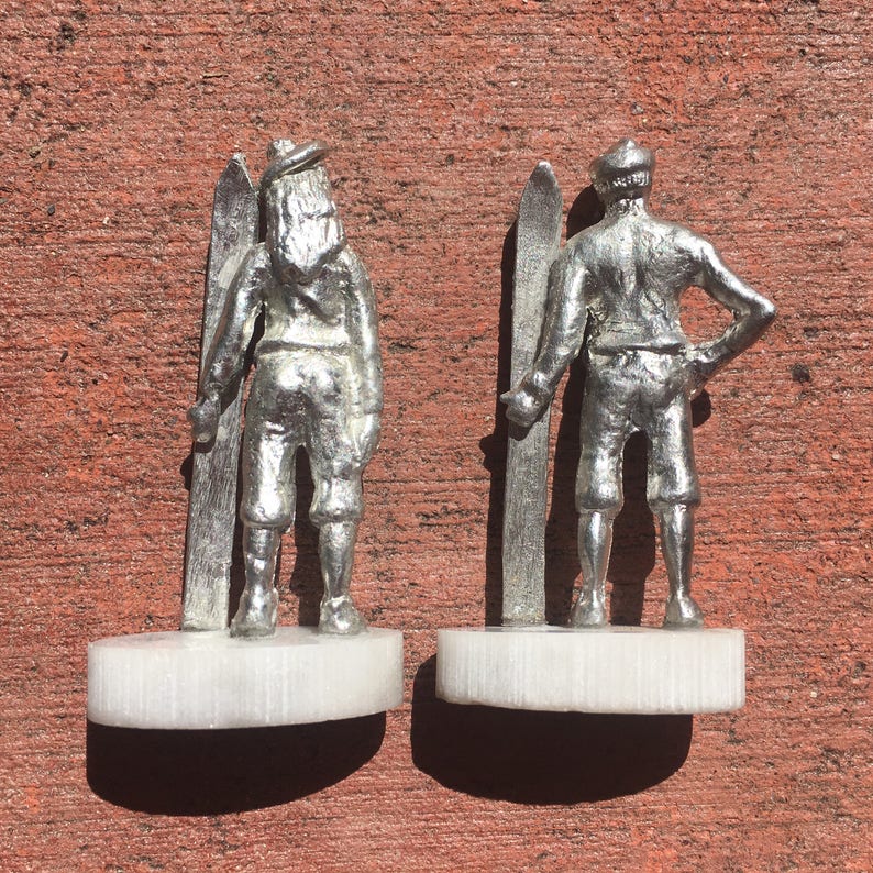 Skier Pewter Figurines Hand Cast Etsy