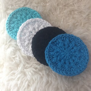 Crochet Face Scrubbies -- 4 Reusable Cotton Rounds -- Pack of 4 // MTO // Eco-Friendly // Makeup Remover Pads // Crochet Cotton Pads //