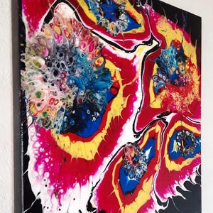 Psychedelic Bloom Original Abstract Acrylic Painting on 12 x 12 Gallery Wrapped Canvas