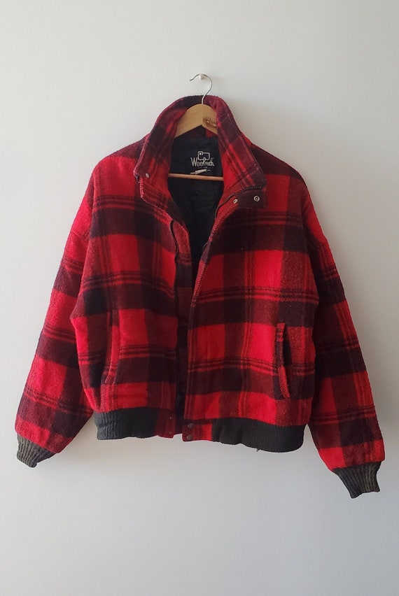 Vintage Red Plaid Woolrich Bomber Jacket