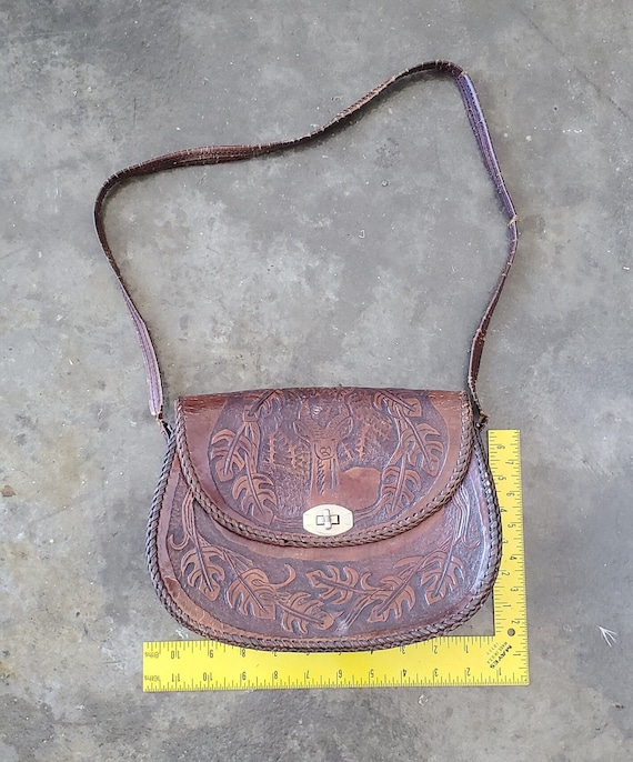 70's Hand Tooled Leather Purse