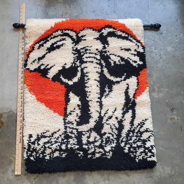 70's Latch Hook Elephant Wall Hanging