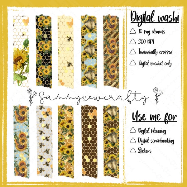 Premium Digital Washi Tape: High-Quality Designs for Creative Crafting