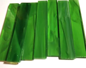 Green Wispy Stain Glass Border Strips 3"x1/2"x3mm, 20-pieces