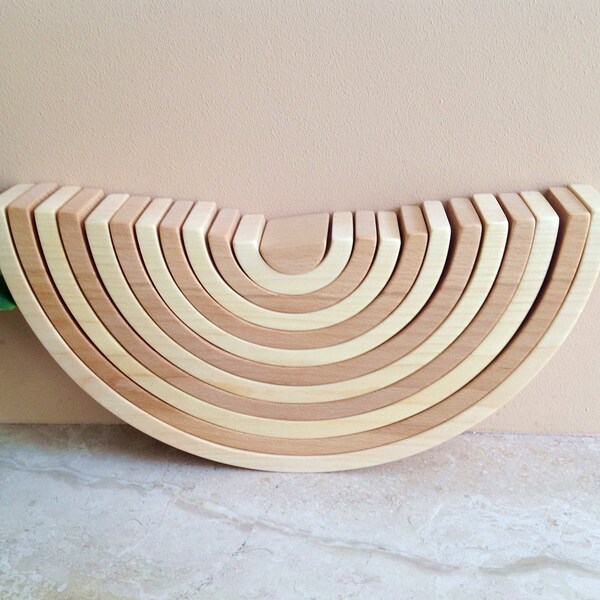 Wood Stacking Toy for Child, Nursery Decor, Eco Toy for Toddler, Waldorf Rainbow