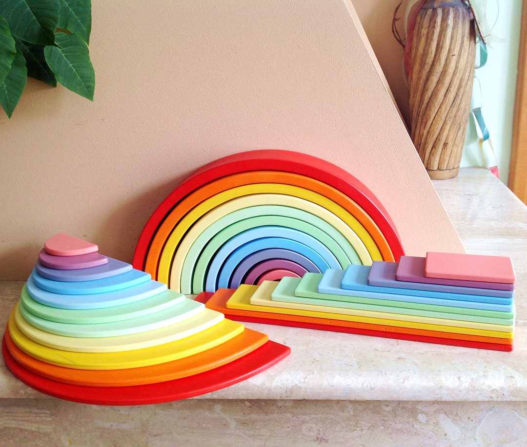 Wood Montessori Stacking Rainbow Open Ended Waldorf Toy - Etsy