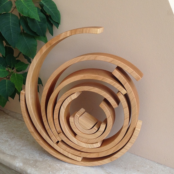 Montessori Rainbow Toys and Games, Natural Waldorf Wooden Toys, Rainbow Stacking Decor