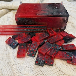 Dominos set with storage box and playing rack