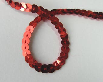 Galon von 6 mm rote Pailletten verkauft von mehreren 3 Meter Kreationen Couture Schmuck Dekoration Hüte