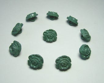 Flower buttons, 12 mm, paw, green gray, synthetic, sold by 20, creation, sewing.
