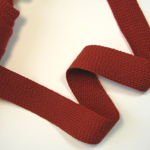 Ruban de tricot acrylique, 30 mm, marron rouille, vendu par multiple de 3 mètres, couture, création, décoration, sacs.