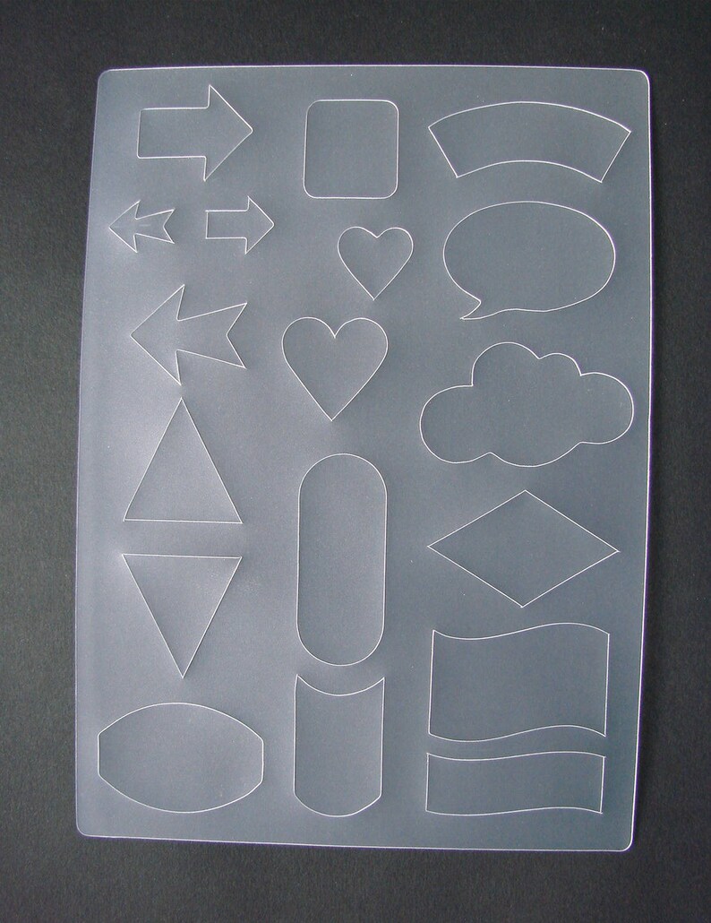 Planches de pochoirs lettres et formes variées, vendues par lot de 4, peinture, décoration. image 5