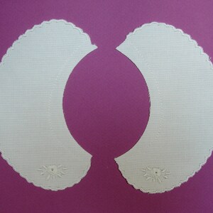 Col claudine vintage blanc pour enfant brodé motif fleur 13.5 cm x 4.5 cm image 2