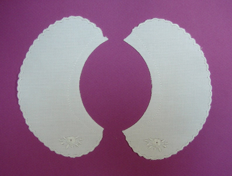 Col claudine vintage blanc pour enfant brodé motif fleur 13.5 cm x 4.5 cm image 2