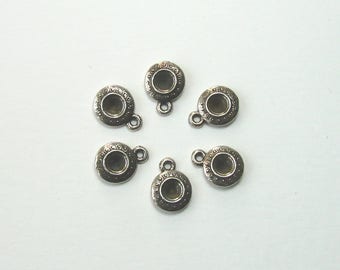 Silver metal sequin charms 10 mm for rhinestones or cabochons sold in batches of 12 jewelry creations