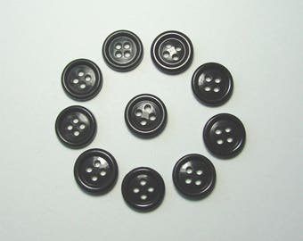 Boutons ronds 15,5 mm synthétique marron foncé  4 trous vendus par lot de 30 créations couture