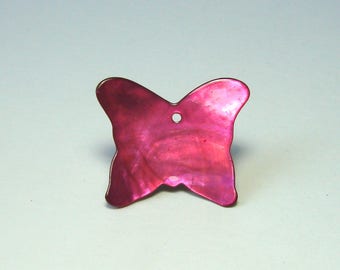 Pearl charms pendants Butterfly 27 mm x 23 mm Fuchsia pink sold by lot of 3 pieces jewelry decoration creations.