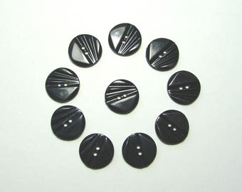 Boutons ronds 15 mm synthétique noir fantaisie 2 trous vendus par lot de 30 créations couture