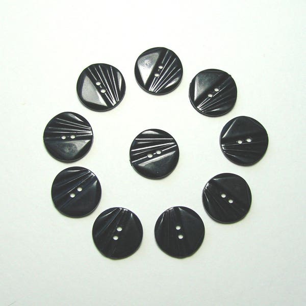 Boutons ronds 15 mm synthétique noir fantaisie 2 trous vendus par lot de 30 créations couture