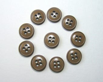 11.5 mm synthetic beige round buttons 4 holes sold per batch of 30 couture creations
