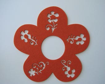 Stickers fleur feutrine orange 20 cm vendus par lot de 2 décoration d'intérieur