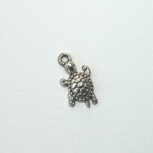 Silver metal tortoise charms 22 mm x 12 mm sold per batch of 12 jewelry creations