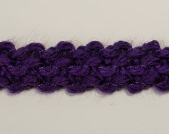 Ruban galon violet laine 15 mm vendu par multiple de 2 mètres  créations couture chapeaux décoration