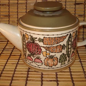 Vintage Pottery Teapot - Vegetable Design - 1970s