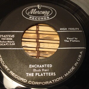 The Platters 45 RPM Record - Enchanted B/W The Sound And The Fury - Mercury Records - 1959