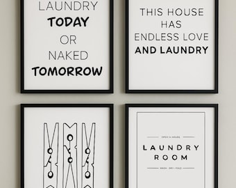 Laundry Room Prints Set: Humorous Laundry Quotes (Digital Download)