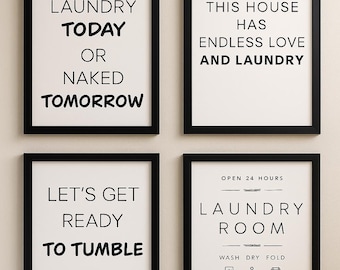 Laundry Room Art Prints Set: Funny Wash, Tumble, Fold (Digital Download)