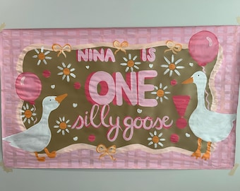 Custom ONE Silly Goose Birthday Banner – 36”x60” Personalized Design