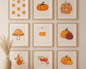 Fall Pumpkin Art Prints: Home Decor Set of 16 (Digital Files)