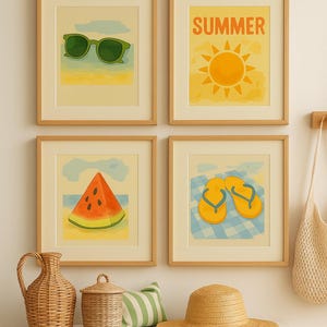 Summer Wall Art Print Set: Tropical Beach Decor (Digital Download, PDF)