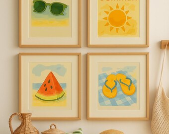 Summer Wall Art Print Set: Tropical Beach Decor (Digital Download, PDF)
