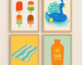 Summer Pool Party Prints: Bright Outdoor Decor (Digital Files Set of 14)