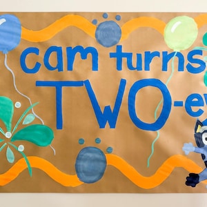 Personalized Birthday Banner, Brown paper banner, kids birthday banner, Bluey banner, any design and any event, event banner
