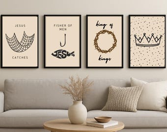 Minimalist Christian Wall Art Prints: Jesus Quotes, Bible Verse (Digital Download)
