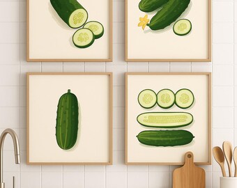 Cucumber Prints Set of 7: Kitchen & Home Decor (Digital Files)