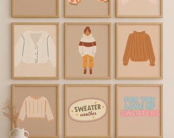 Sweater Weather Prints: Funky Fall Decor Set (Digital Files)