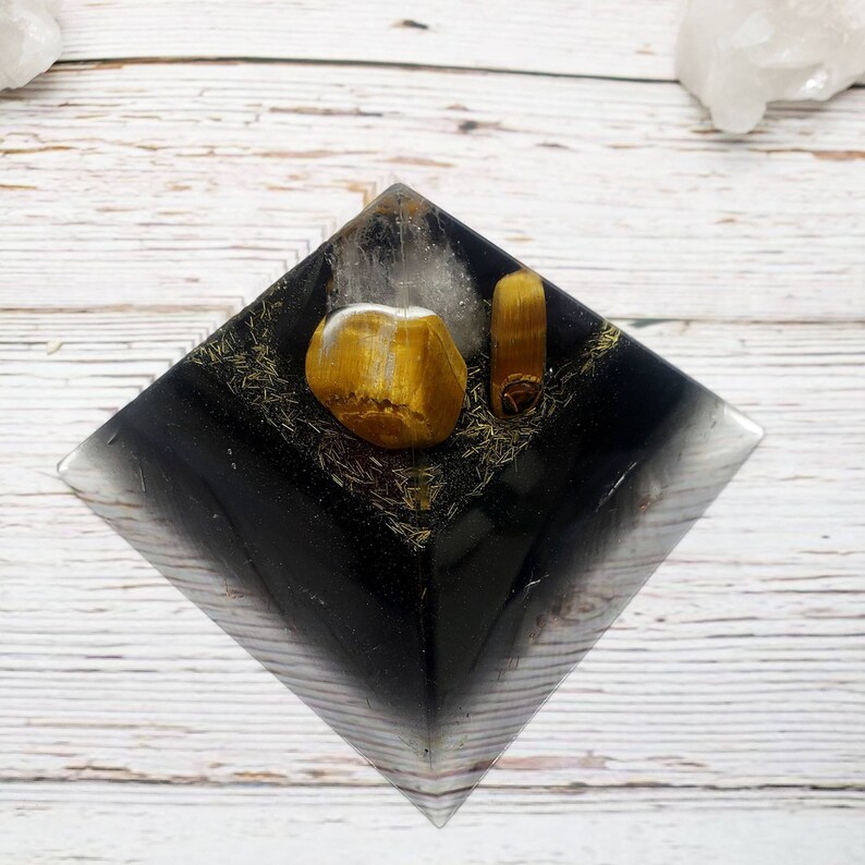 Orgone Pyramid  EMF Protection  Tigers Eye  Shungite  image 0