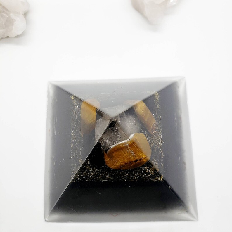 Orgone Pyramid  EMF Protection  Tigers Eye  Shungite  image 4