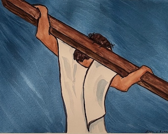 Digital Print: Jesus carrying the burden for humanity