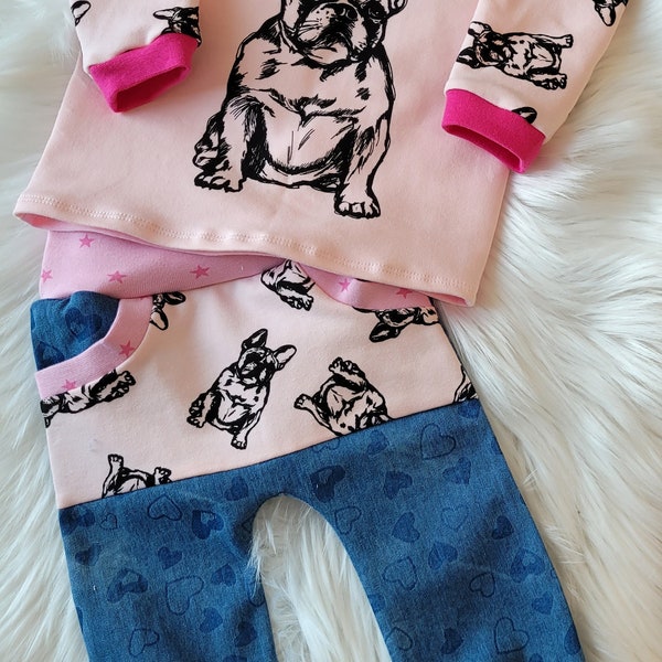 Cozy Pants und Shirt Französische Bulldogge Babyhose Babyshirt